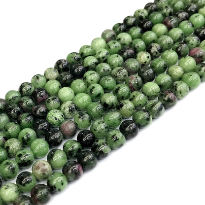 CRZ01 Ruby Zoisite Gemstone Beads Smooth Round 4mm 15" Strand