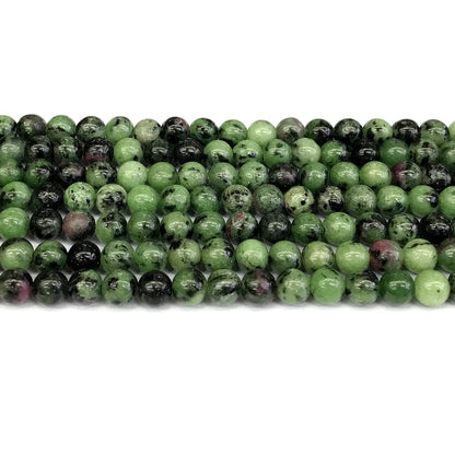 CRZ01 Ruby Zoisite Gemstone Beads Smooth Round 4mm 15" Strand