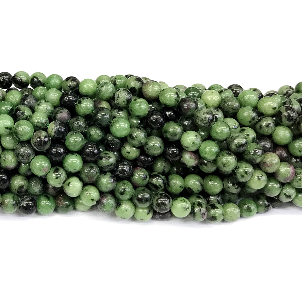 CRZ01 Ruby Zoisite Gemstone Beads Smooth Round 4mm 15" Strand