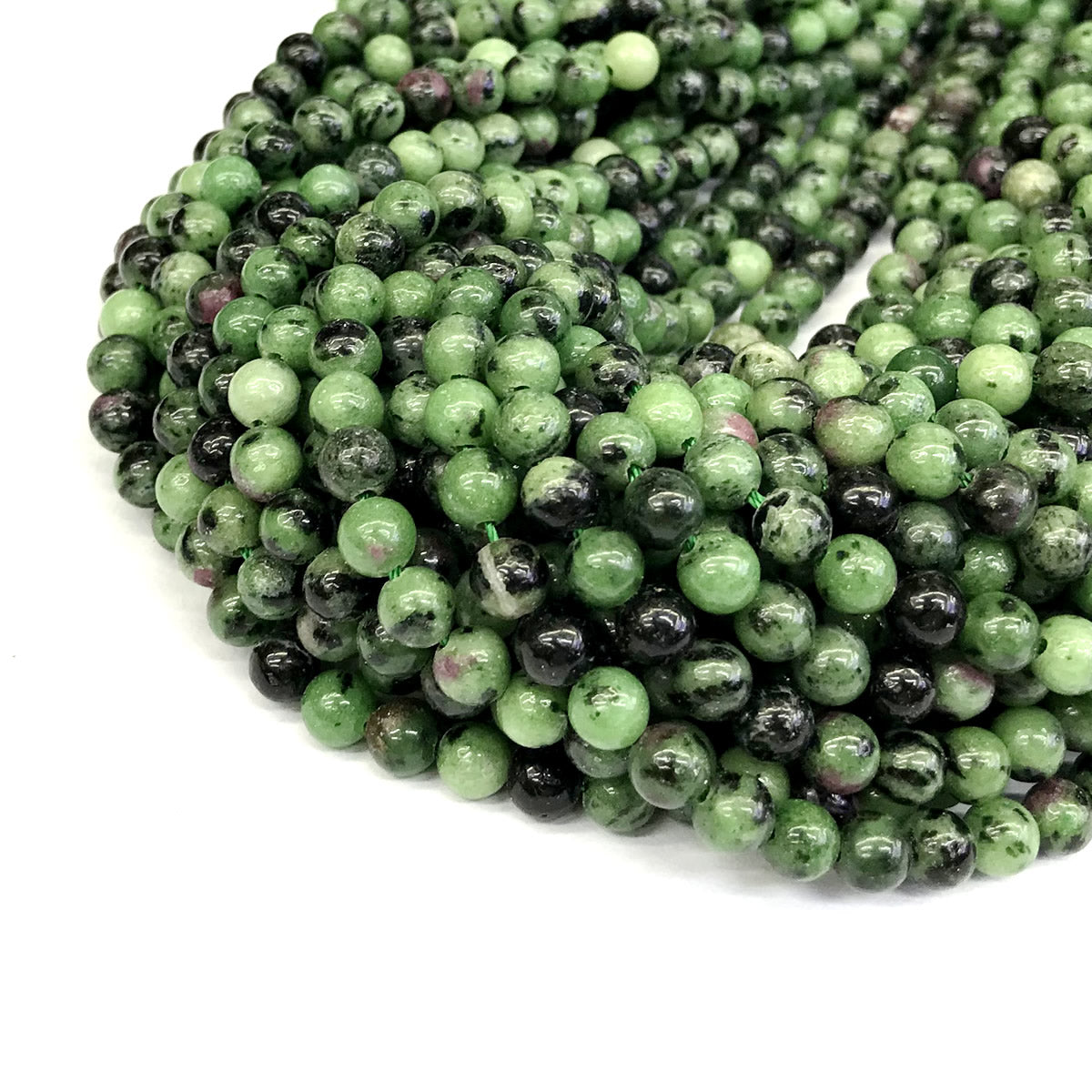 CRZ01 Ruby Zoisite Gemstone Beads Smooth Round 4mm 15" Strand