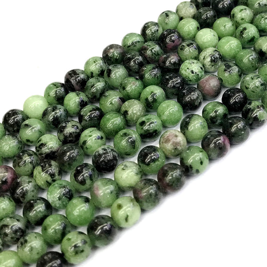 CRZ02 Ruby Zoisite Gemstone Beads Smooth Round 6mm 15" Strand