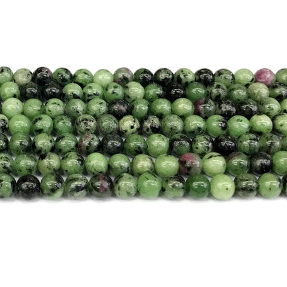 CRZ02 Ruby Zoisite Gemstone Beads Smooth Round 6mm 15" Strand