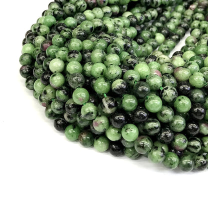 CRZ02 Ruby Zoisite Gemstone Beads Smooth Round 6mm 15" Strand