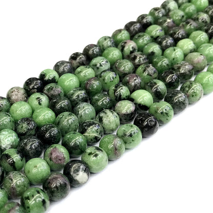 CRZ03 Ruby Zoisite Gemstone Beads Smooth Round 8mm 15" Strand