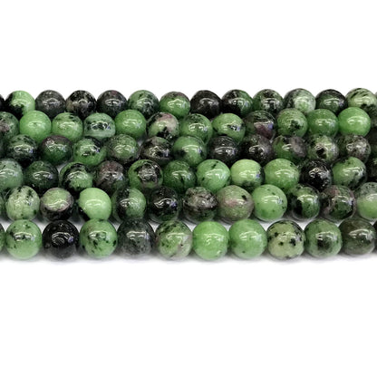 CRZ03 Ruby Zoisite Gemstone Beads Smooth Round 8mm 15" Strand