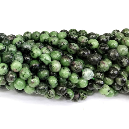 CRZ03 Ruby Zoisite Gemstone Beads Smooth Round 8mm 15" Strand