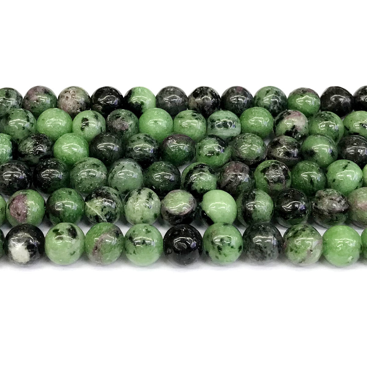 CRZ04 Ruby Zoisite Gemstone Beads Smooth Round 10mm 15" Strand