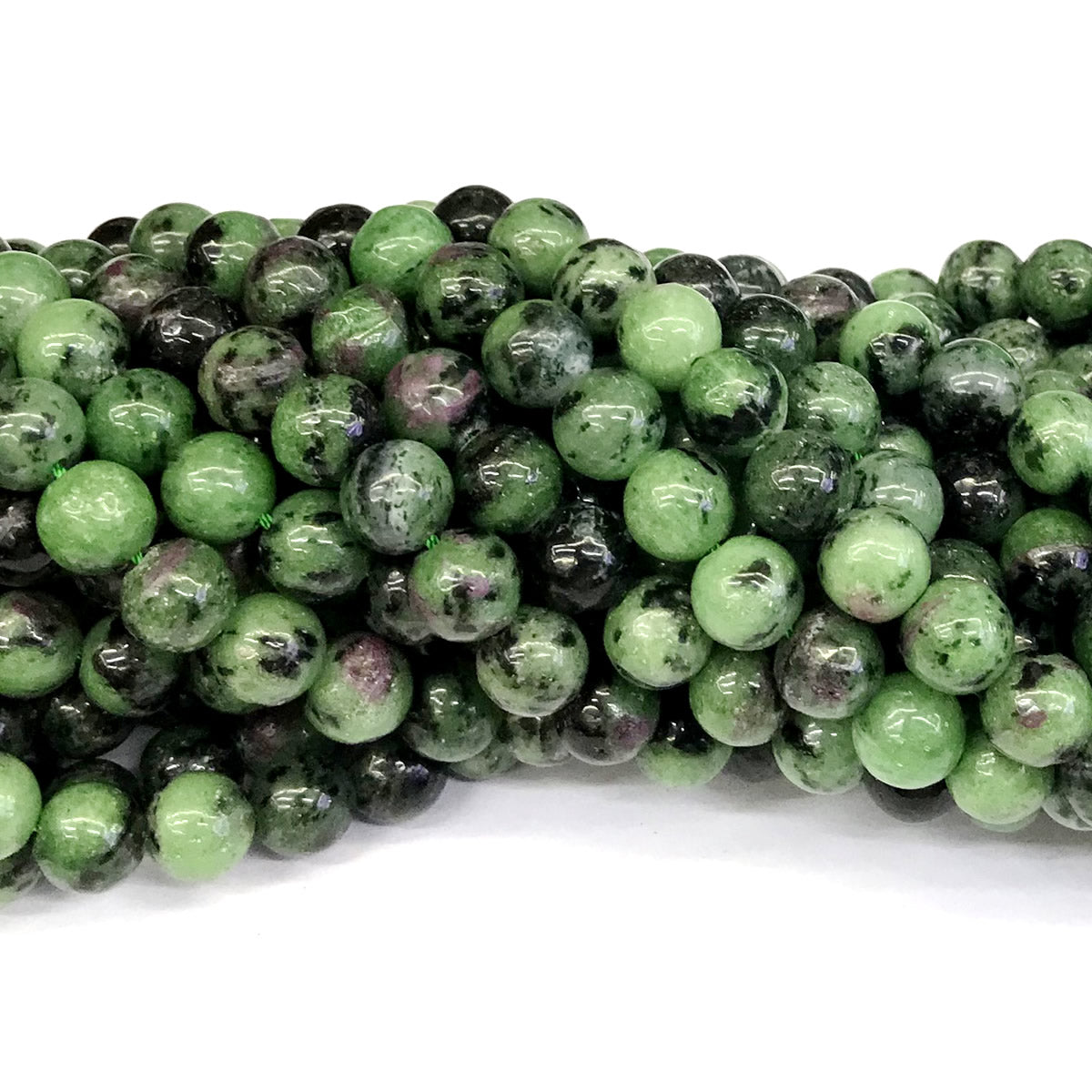 CRZ04 Ruby Zoisite Gemstone Beads Smooth Round 10mm 15" Strand