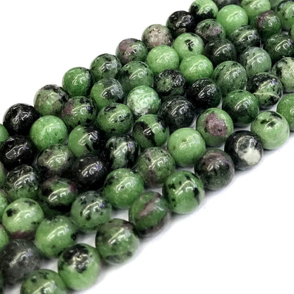 CRZ05 Ruby Zoisite Gemstone Beads Smooth Round 12mm 15" Strand