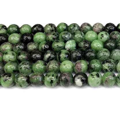 CRZ05 Ruby Zoisite Gemstone Beads Smooth Round 12mm 15" Strand