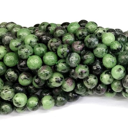 CRZ05 Ruby Zoisite Gemstone Beads Smooth Round 12mm 15" Strand