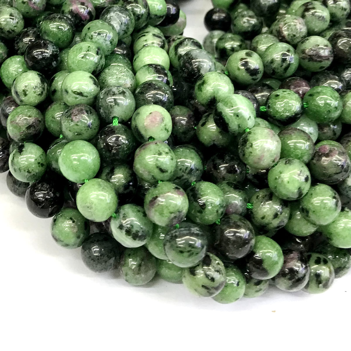 CRZ05 Ruby Zoisite Gemstone Beads Smooth Round 12mm 15" Strand