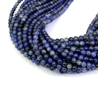 CSO25 Sodalite Gemstone Beads Smooth Round 4mm 15" Strand