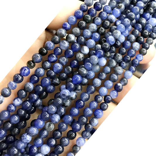 CSO25 Sodalite Gemstone Beads Smooth Round 4mm 15" Strand