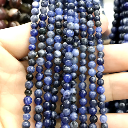 CSO25 Sodalite Gemstone Beads Smooth Round 4mm 15" Strand