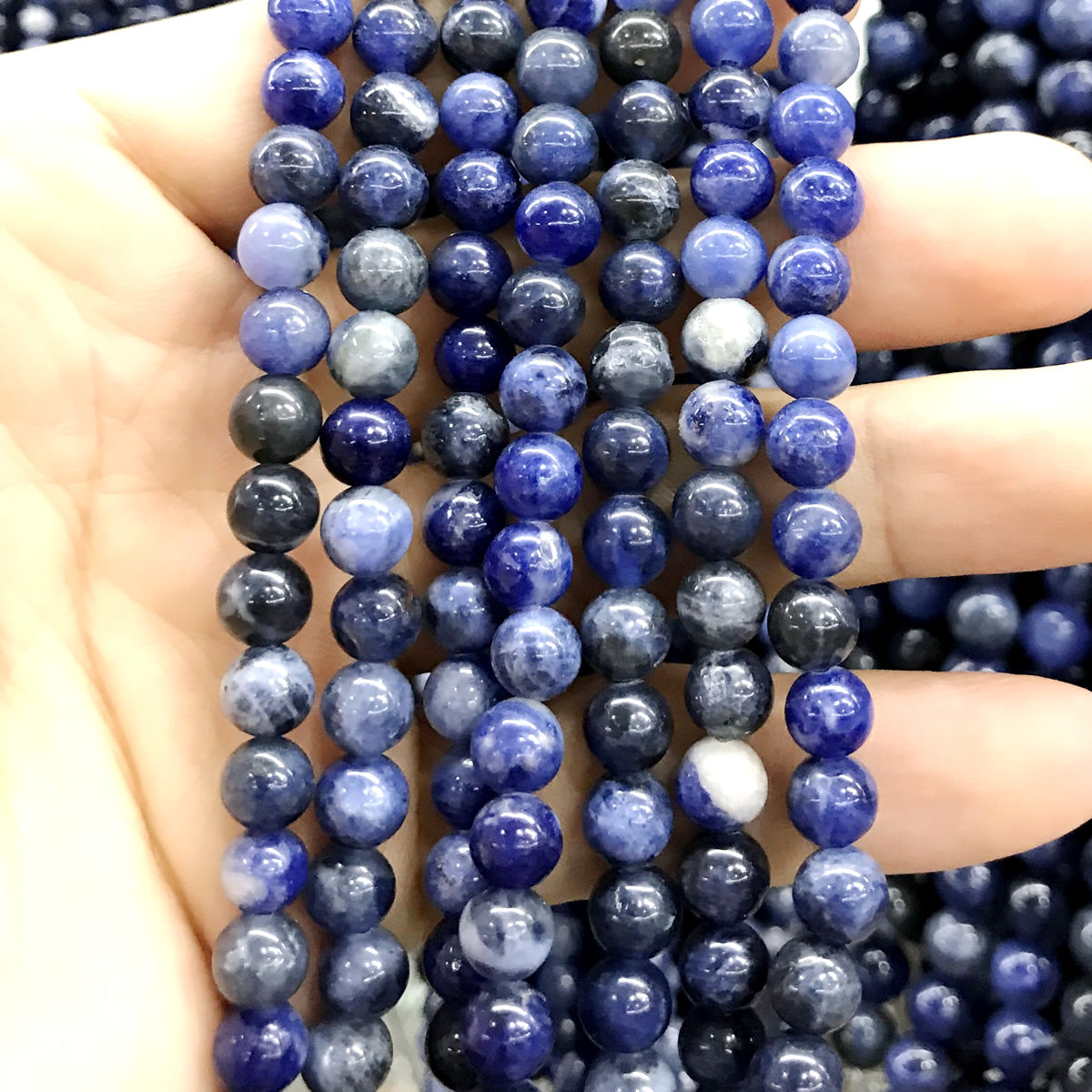 CSO26 Sodalite Gemstone Beads Smooth Round 6mm 15" Strand