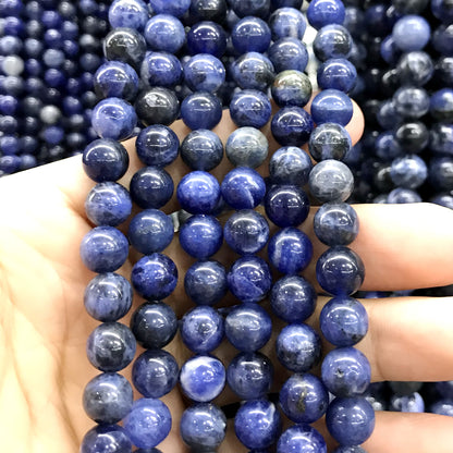 CSO27 Sodalite Gemstone Beads Smooth Round 8mm 15" Strand