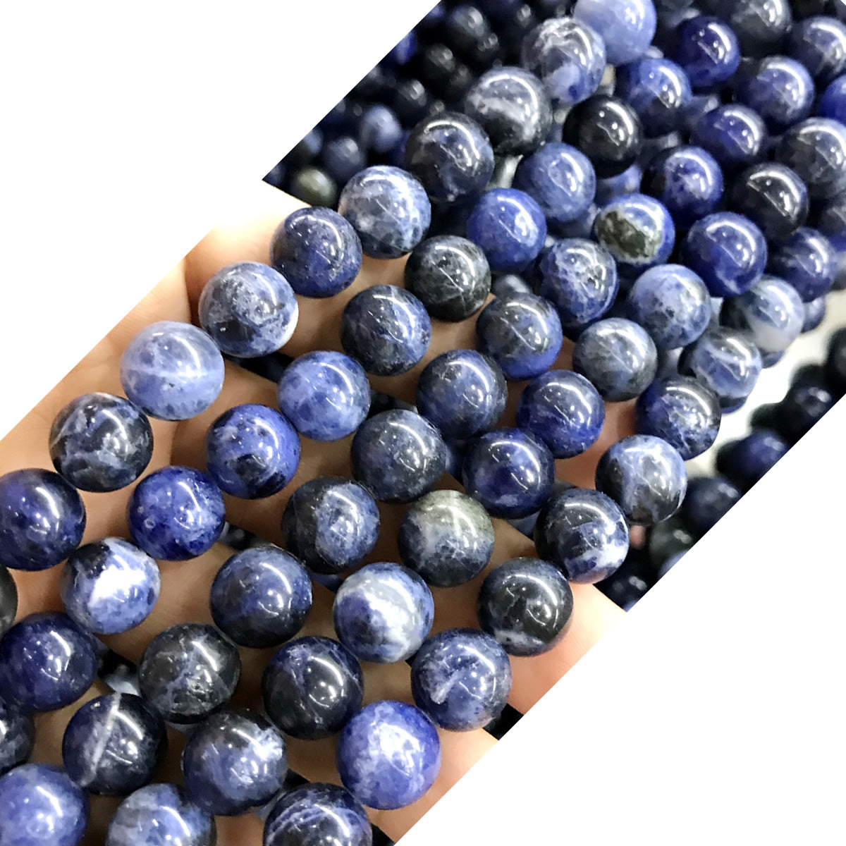 CSO28 Sodalite Gemstone Beads Smooth Round 10mm 15" Strand