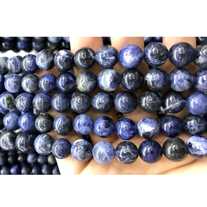 CSO28 Sodalite Gemstone Beads Smooth Round 10mm 15" Strand