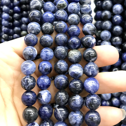 CSO28 Sodalite Gemstone Beads Smooth Round 10mm 15" Strand