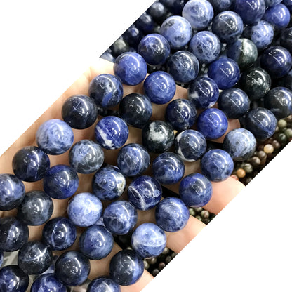 CSO29 Sodalite Gemstone Beads Smooth Round 12mm 15" Strand