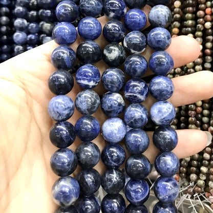 CSO29 Sodalite Gemstone Beads Smooth Round 12mm 15" Strand