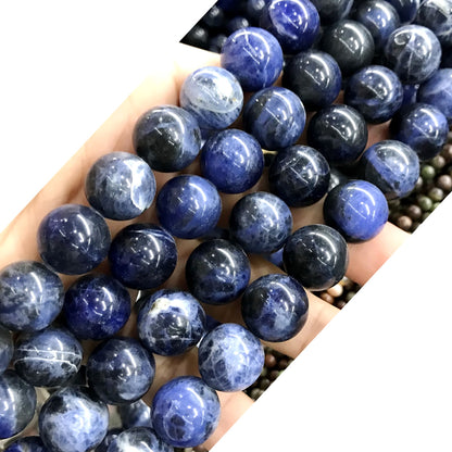 CSO30 Sodalite Gemstone Beads Smooth Round 14mm 15" Strand