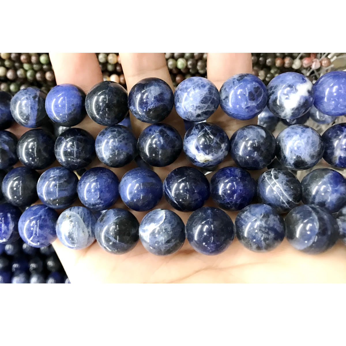 CSO30 Sodalite Gemstone Beads Smooth Round 14mm 15" Strand