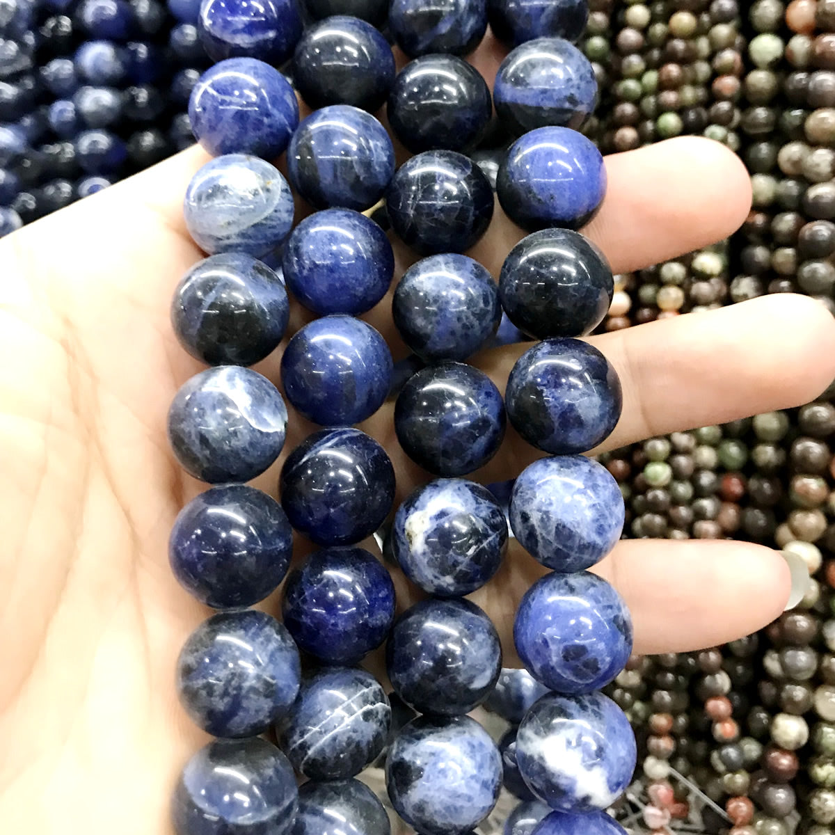 CSO30 Sodalite Gemstone Beads Smooth Round 14mm 15" Strand