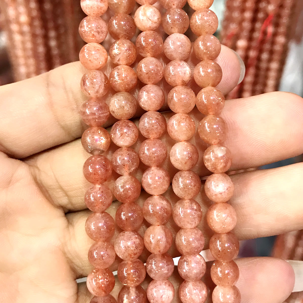 CSS11 Golden Sunstone Beads Smooth Round 6mm 15" Strand