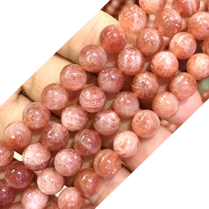 CSS12 Golden Sunstone Beads Smooth Round 8mm 15" Strand