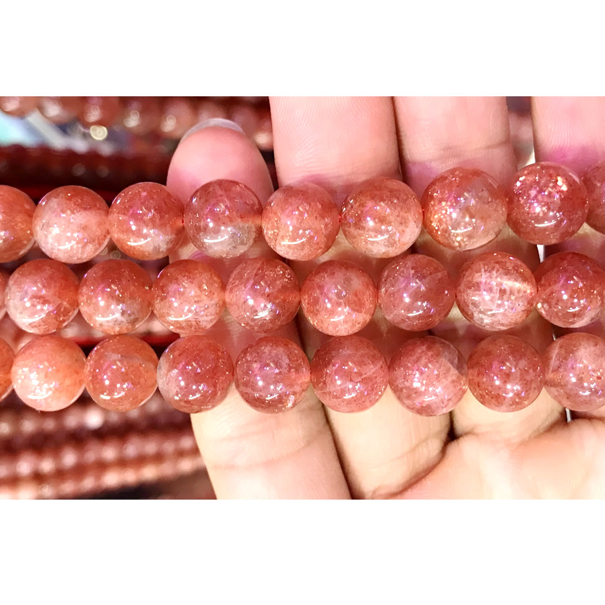 CSS14 Golden Sunstone Beads Smooth Round 10mm 15" Strand