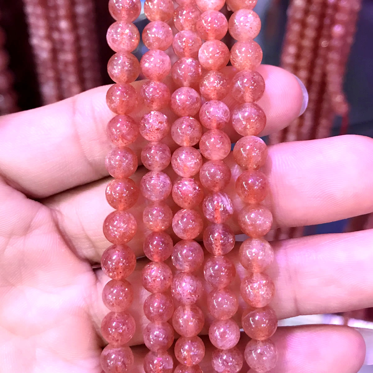 CSS20 Golden Sunstone Gemstone Beads Smooth Round 6mm 15" Strand