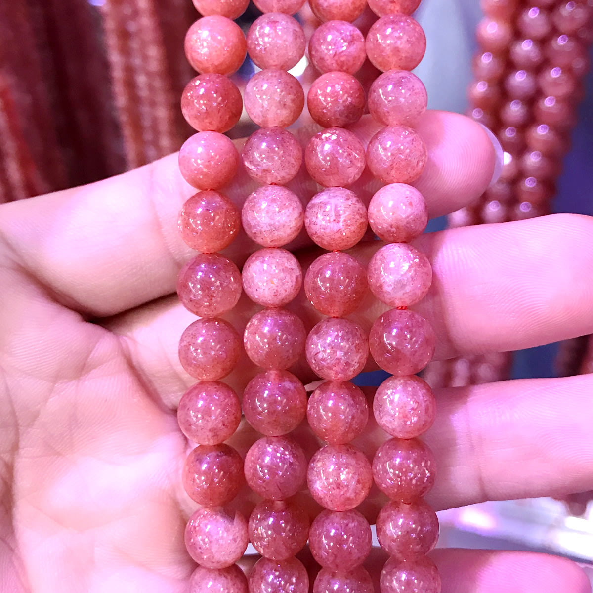 CSS21 Golden Sunstone Gemstone Beads Smooth Round 8mm 15" Strand