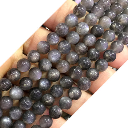 CSS28 Black Sunstone Gemstone Beads Smooth Round 6mm 15" Strand