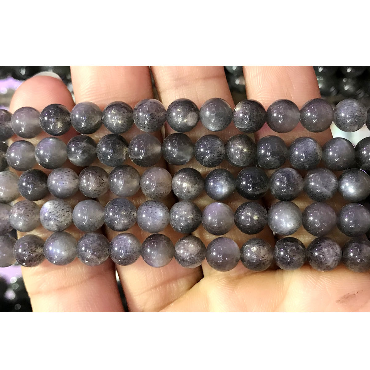 CSS28 Black Sunstone Gemstone Beads Smooth Round 6mm 15" Strand