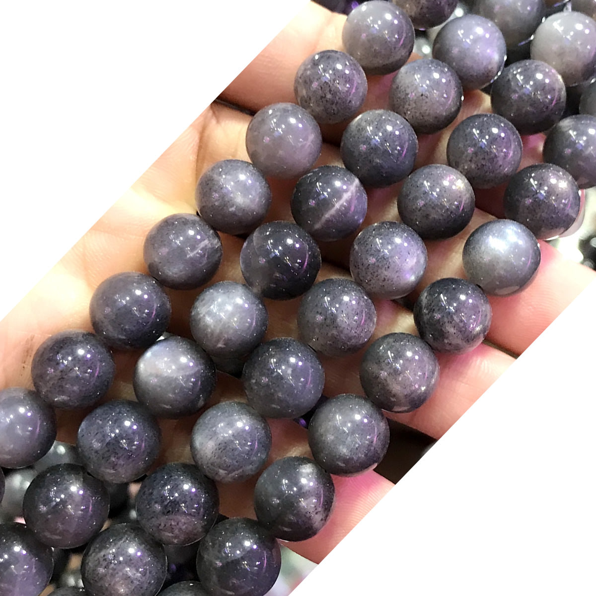 CSS30 Black Sunstone Gemstone Beads Smooth Round 10mm 15" Strand