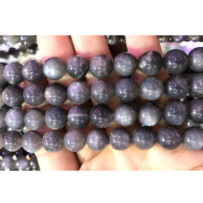 CSS30 Black Sunstone Gemstone Beads Smooth Round 10mm 15" Strand