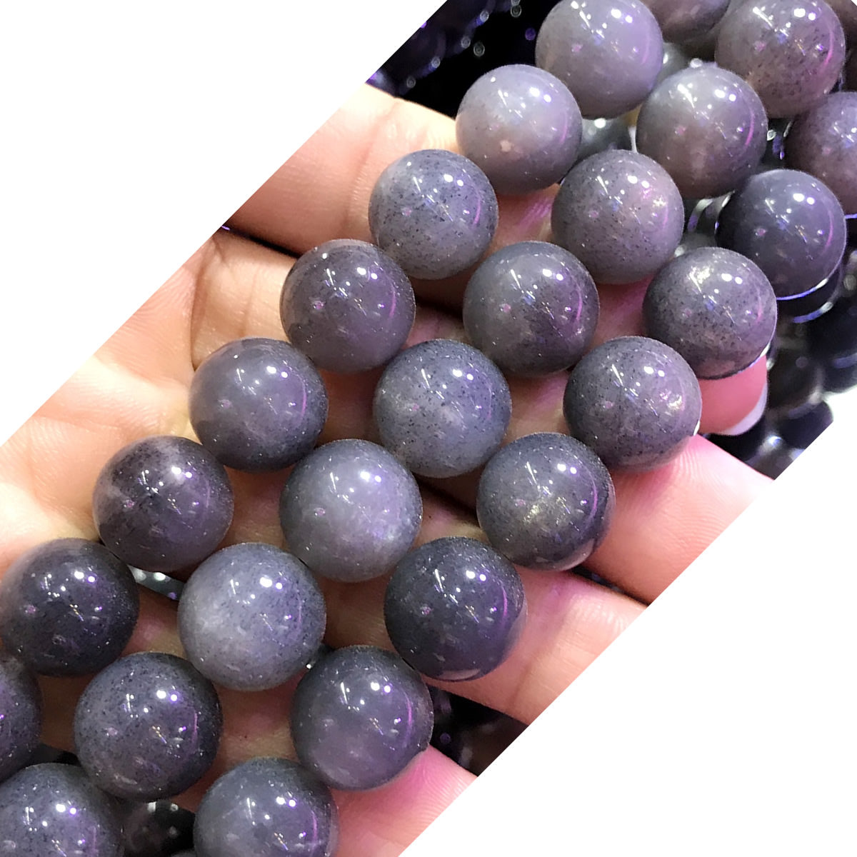 CSS31 Black Sunstone Gemstone Beads Smooth Round 12mm 15" Strand