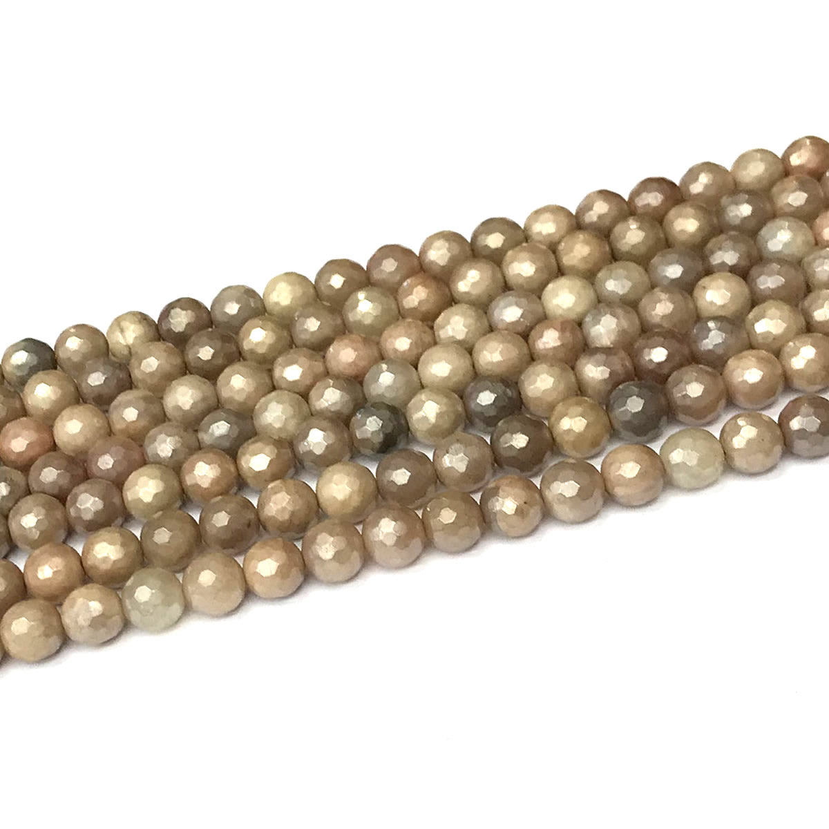 CSS35 Sunstone Beads Electroplated Faceted Round 6mm 15" Strand