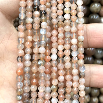 CSS35 Sunstone Beads Smooth Round 4mm 15" Strand