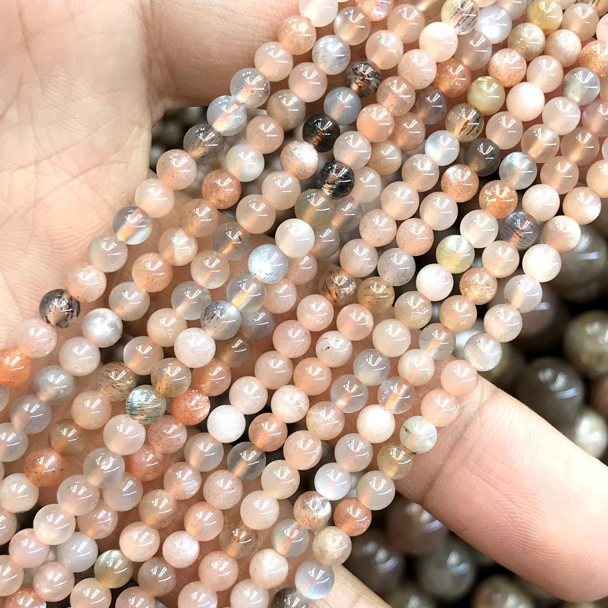 CSS35 Sunstone Beads Smooth Round 4mm 15" Strand