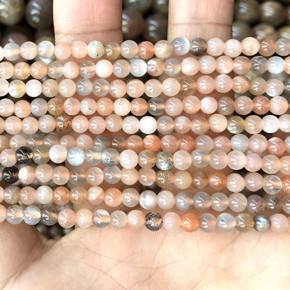 CSS35 Sunstone Beads Smooth Round 4mm 15" Strand