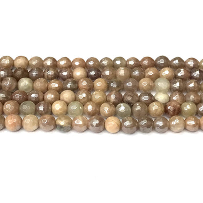 CSS36 Sunstone Beads Electroplated Faceted Round 8mm 15" Strand