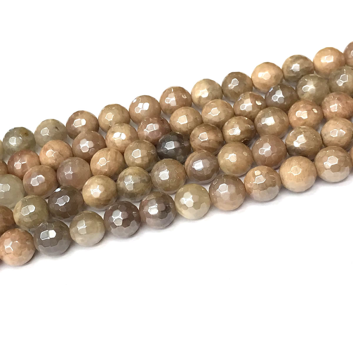 CSS37 Sunstone Beads Electroplated Faceted Round 10mm 15" Strand