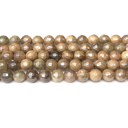 CSS37 Sunstone Beads Electroplated Faceted Round 10mm 15" Strand