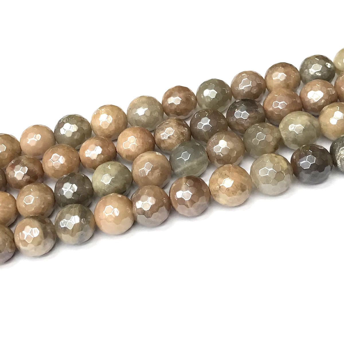 CSS38 Sunstone Beads Electroplated Faceted Round 12mm 15" Strand