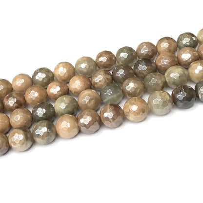 CSS38 Sunstone Beads Electroplated Faceted Round 12mm 15" Strand