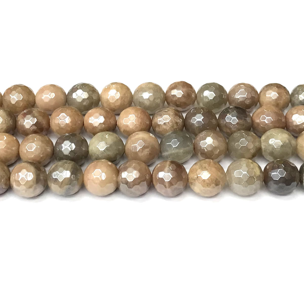 CSS38 Sunstone Beads Electroplated Faceted Round 12mm 15" Strand