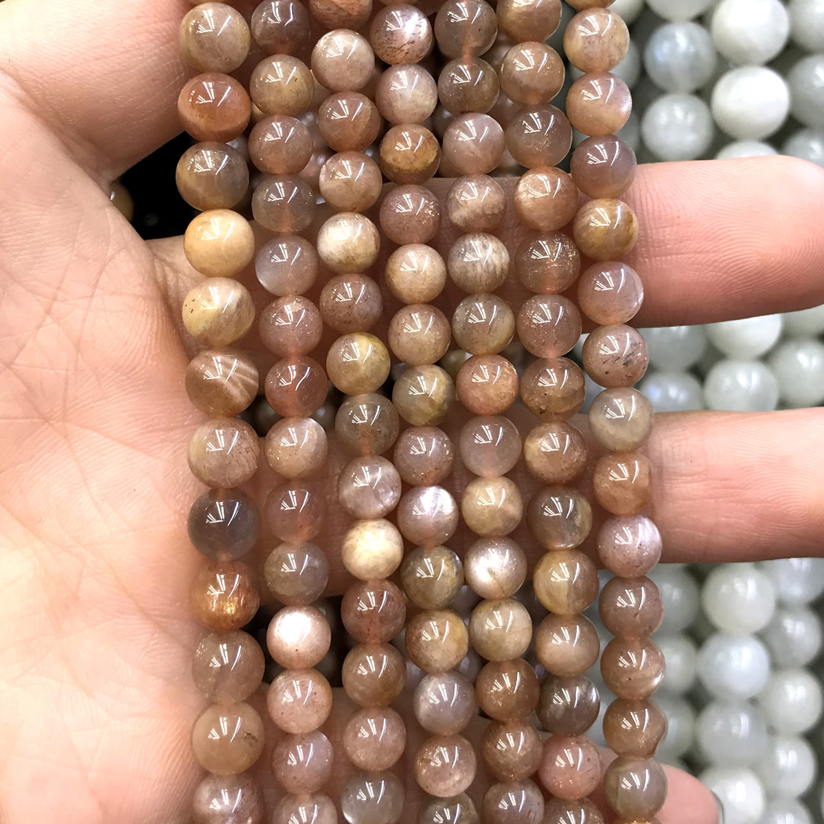 CSS42 Sunstone Gemstone Beads Smooth Round 6mm 15" Strand